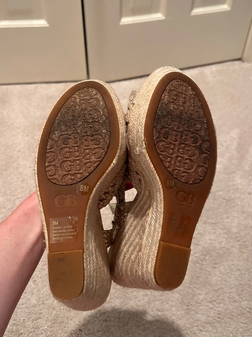 Gianni Bini Gold Braided Espadrille Wedge Sandals